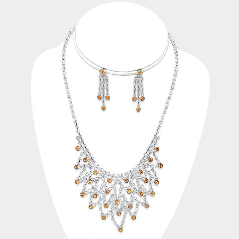 Crystal Rhinestone Chevron Pattern Necklace