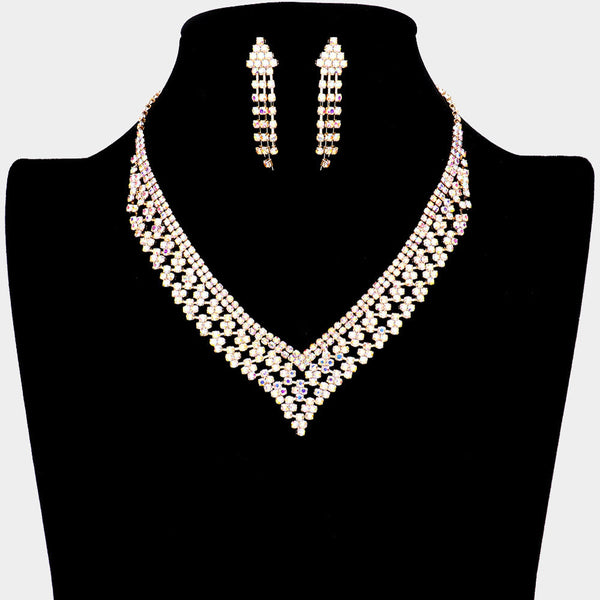 Glamorous Rhinestone V-shape Collar Necklace
