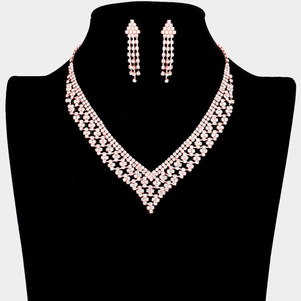 Glamorous Rhinestone V-shape Collar Necklace