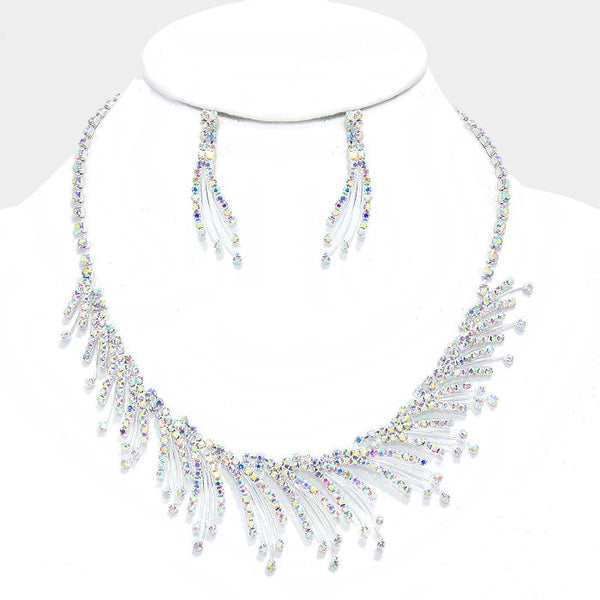 Oblique Rhinestone Flame Necklace