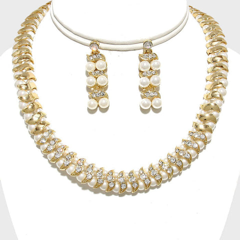 Pearl Strand Rhinestone Necklace