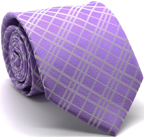 Mens Dads Classic Purple Striped Pattern Business Casual Necktie & Hanky Set RO-1
