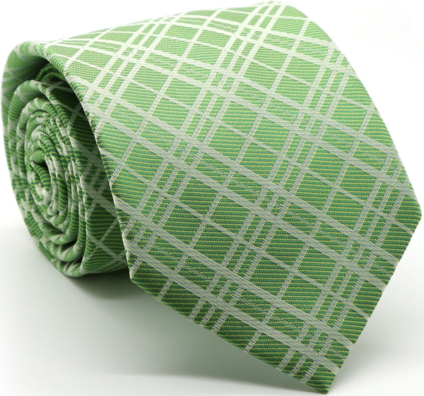 Mens Dads Classic Green Striped Pattern Business Casual Necktie & Hanky Set RO-3