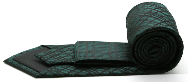 Mens Dads Classic Green Striped Pattern Business Casual Necktie & Hanky Set RO-6