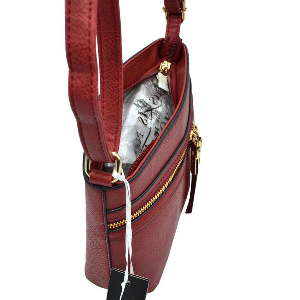 Zipper Detail Women's Crossbody Soft Faux Leather Bag