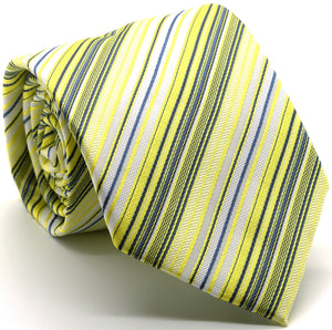 Mens Dads Classic Yellow Striped Pattern Business Casual Necktie & Hanky Set S-5