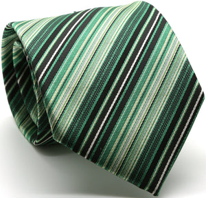 Mens Dads Classic Green Striped Pattern Business Casual Necktie & Hanky Set S-9