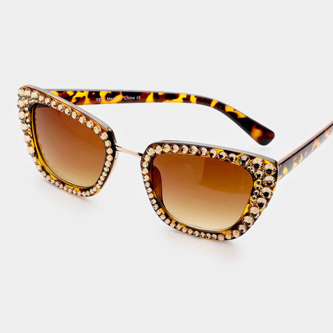 Crystal Brown Cat Eye Sunglasses