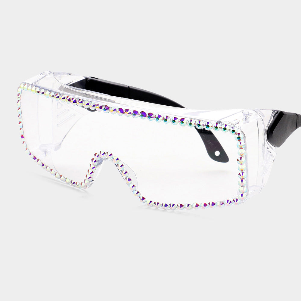 Stone Embellished Visor Sunglasses