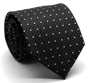 Mens Dads Classic Black Square Pattern Business Casual Necktie & Hanky Set SO-5