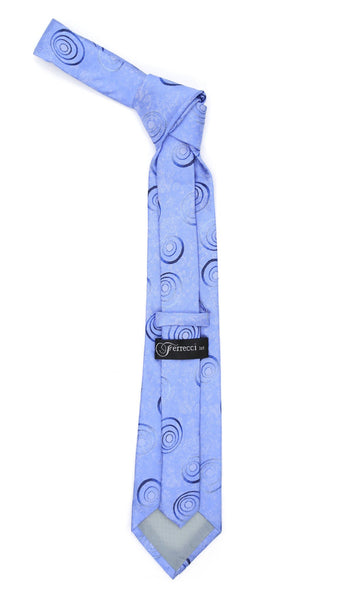 Sky Blue Swirl Design Necktie with Handkerchief Set