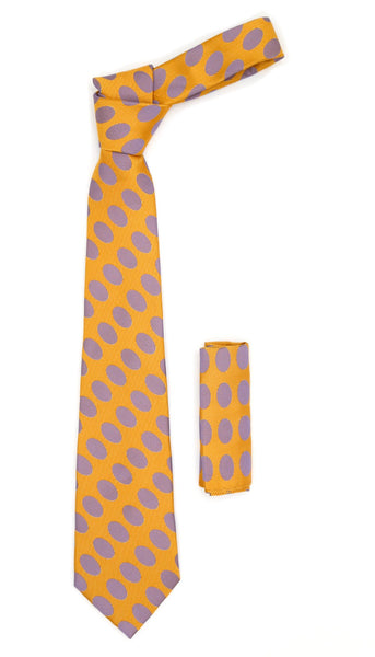 Men's Orange Necktie with Stylish Purple Dots