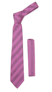 Microfiber Lavender Striped Tie and Hankie Set