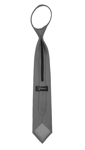 Satine Grey Zipper Tie with Hankie Set