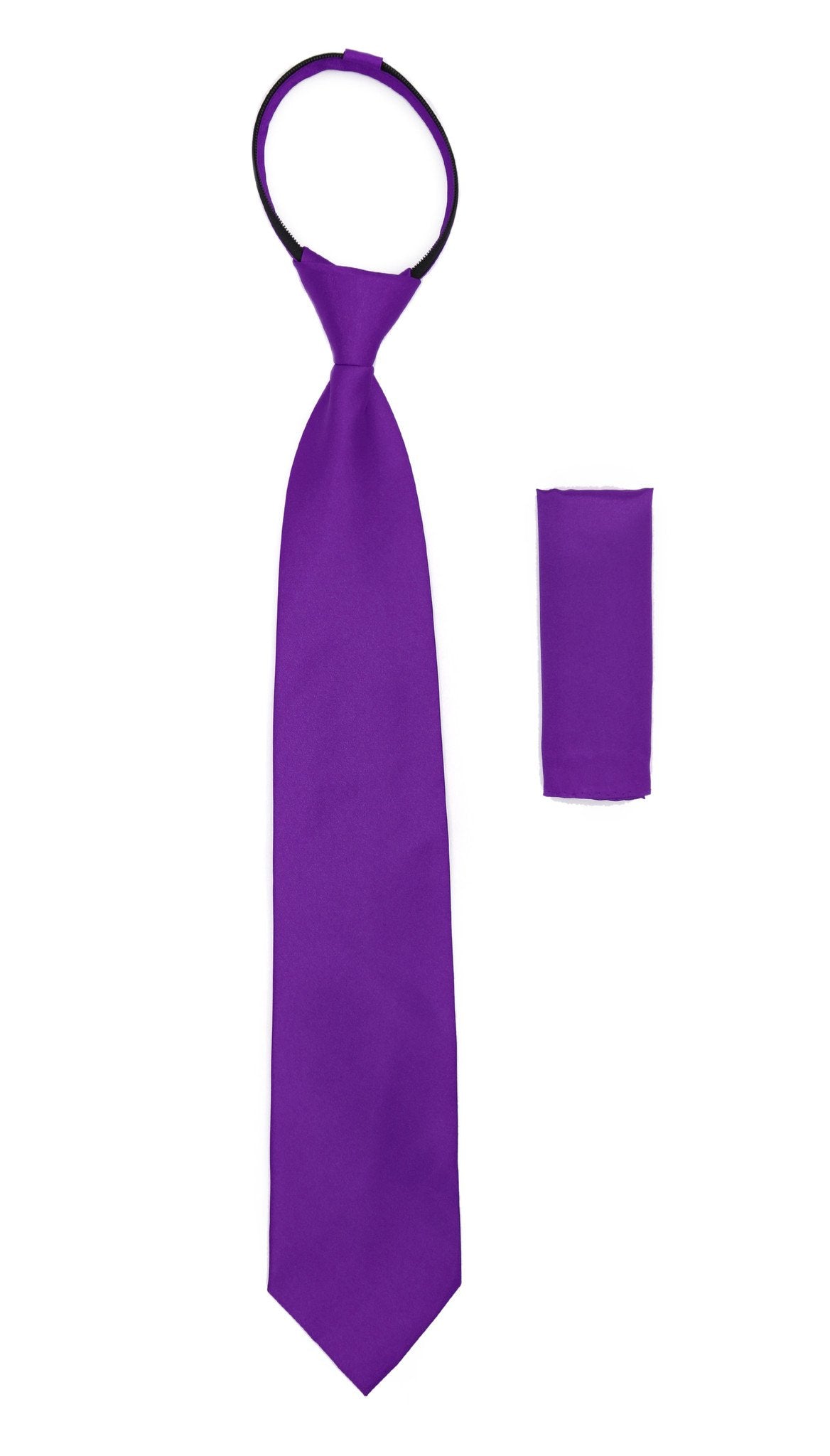 Satine Purple Zipper Tie with Hankie Set