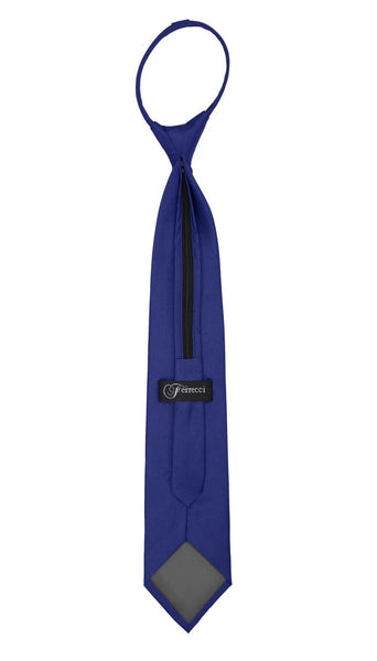 Satine Royal Blue Zipper Tie with Hankie Set
