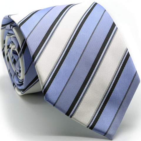 Mens Dads Classic Purple Striped Pattern Business Casual Necktie & Hanky Set U-1