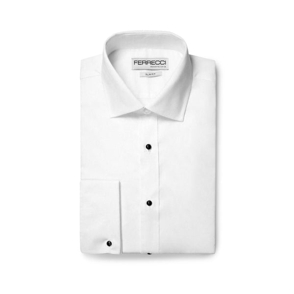 Ferrecci Men's Venice Slim Fit Pique Lay Down Collar Shirt - FHYINC best men's suits, tuxedos, formal men's wear wholesale