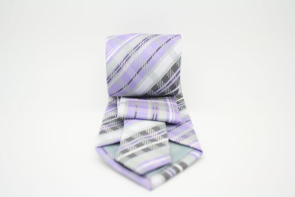 Mens Dads Classic Purple Striped Pattern Business Casual Necktie & Hanky Set VO-12