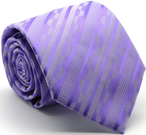 Mens Dads Classic Purple Striped Pattern Business Casual Necktie & Hanky Set X-10