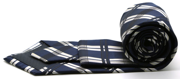 Mens Dads Classic Navy Stripe Pattern Business Casual Necktie & Hanky Set Z-3