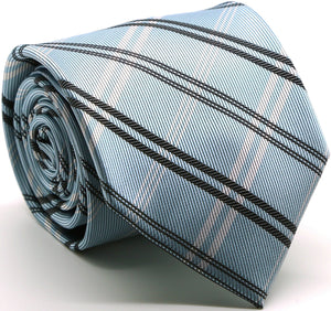 Mens Dads Classic Blue Stripe Pattern Business Casual Necktie & Hanky Set Z-4