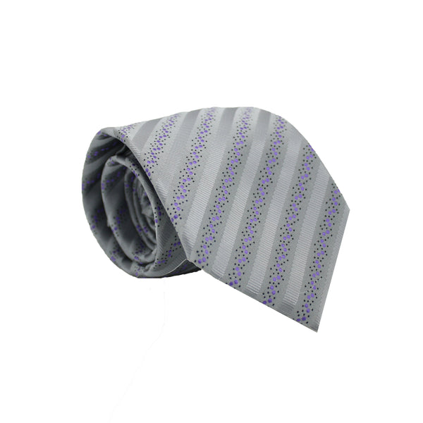 Mens Dads Classic Grey Striped Pattern Business Casual Necktie & Hanky Set ZO-12