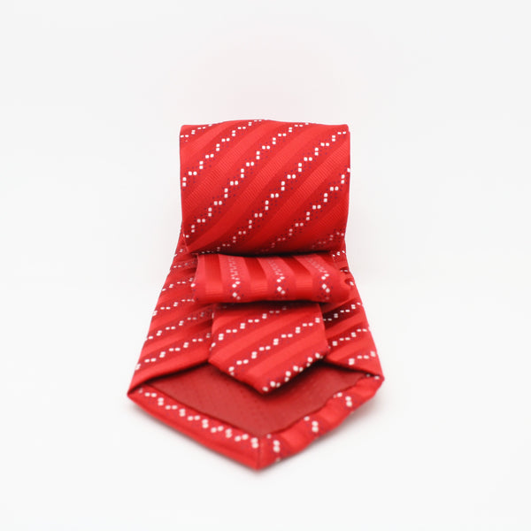 Mens Dads Classic Red Striped Pattern Business Casual Necktie & Hanky Set ZO-1