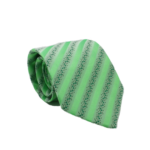 Mens Dads Classic Green Striped Pattern Business Casual Necktie & Hanky Set ZO-2