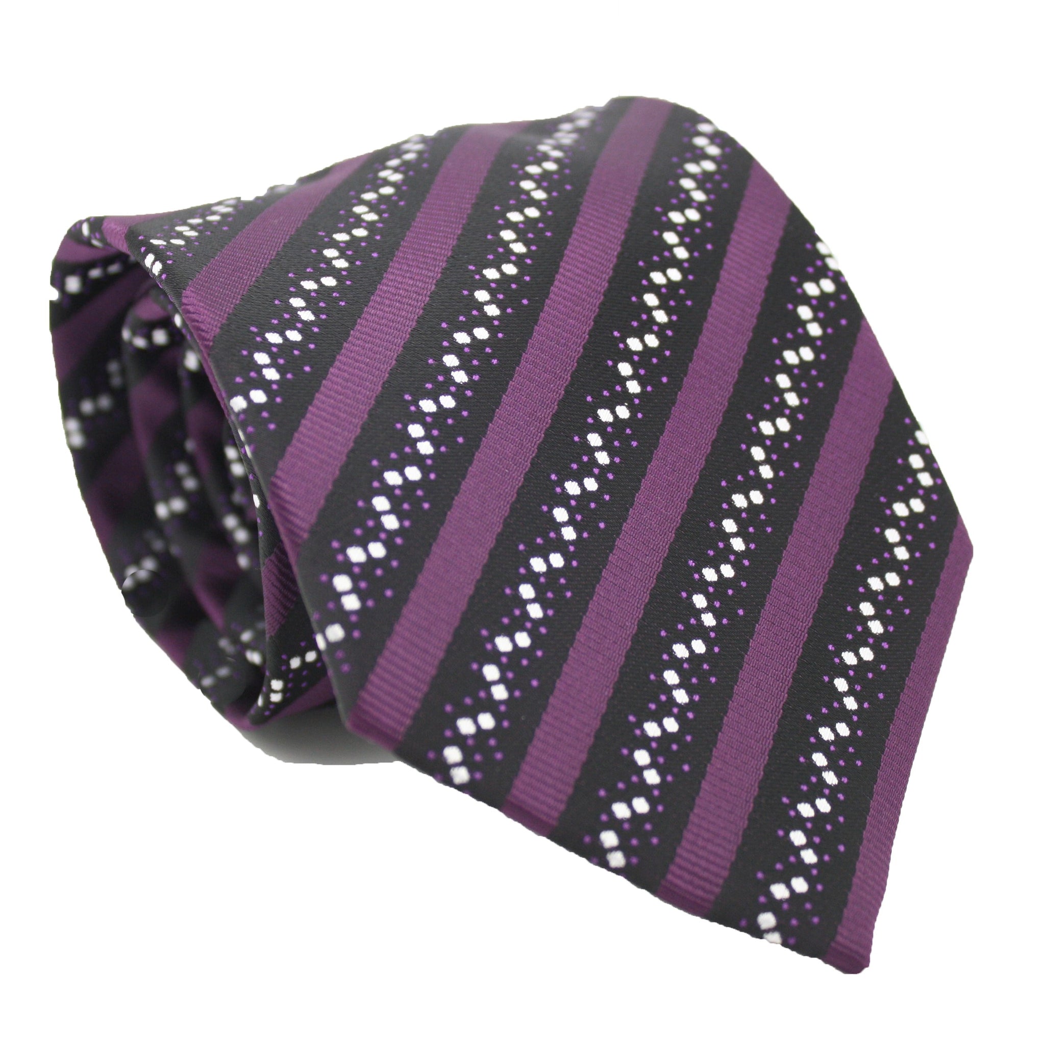 Mens Dads Classic Purple Striped Pattern Business Casual Necktie & Hanky Set ZO-7
