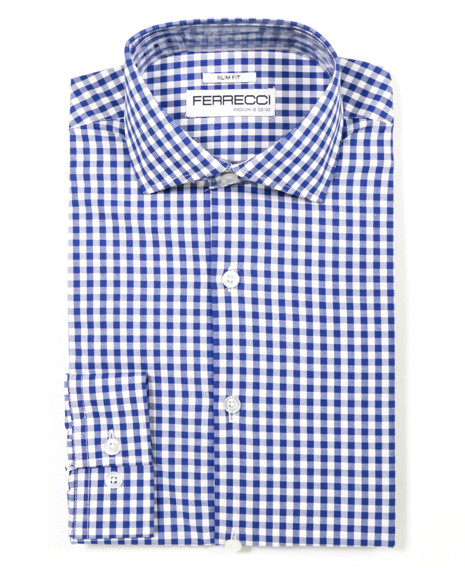 Men Dress Shirts Blue Gingham Check Dress Shirt - Slim Fit By Day Fashion Men Dress Shirts Blue Gingham Check Dress Shirt - Slim Fit By Day Fashion