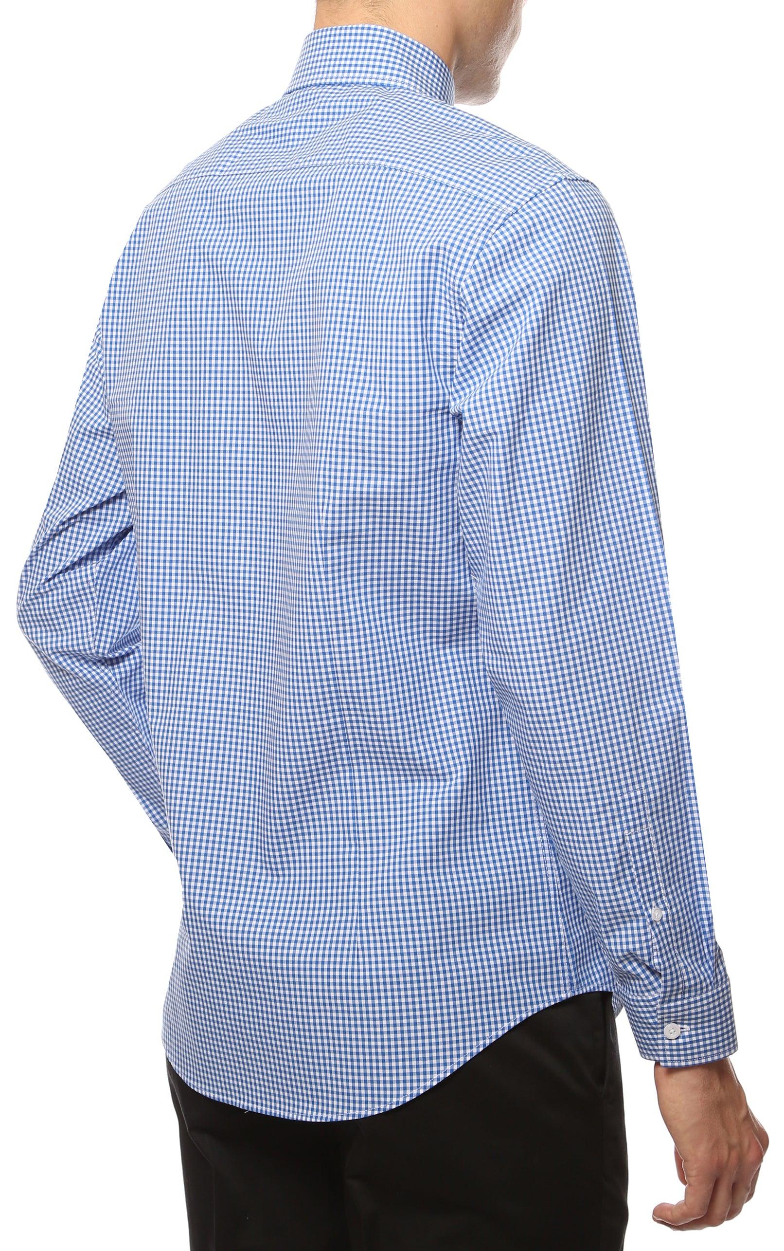 gingham dress shirt blue Men Dress Shirts Blue Gingham Check Dress Shirt