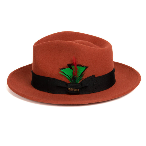 Men Fashion Fedora Hat Rust