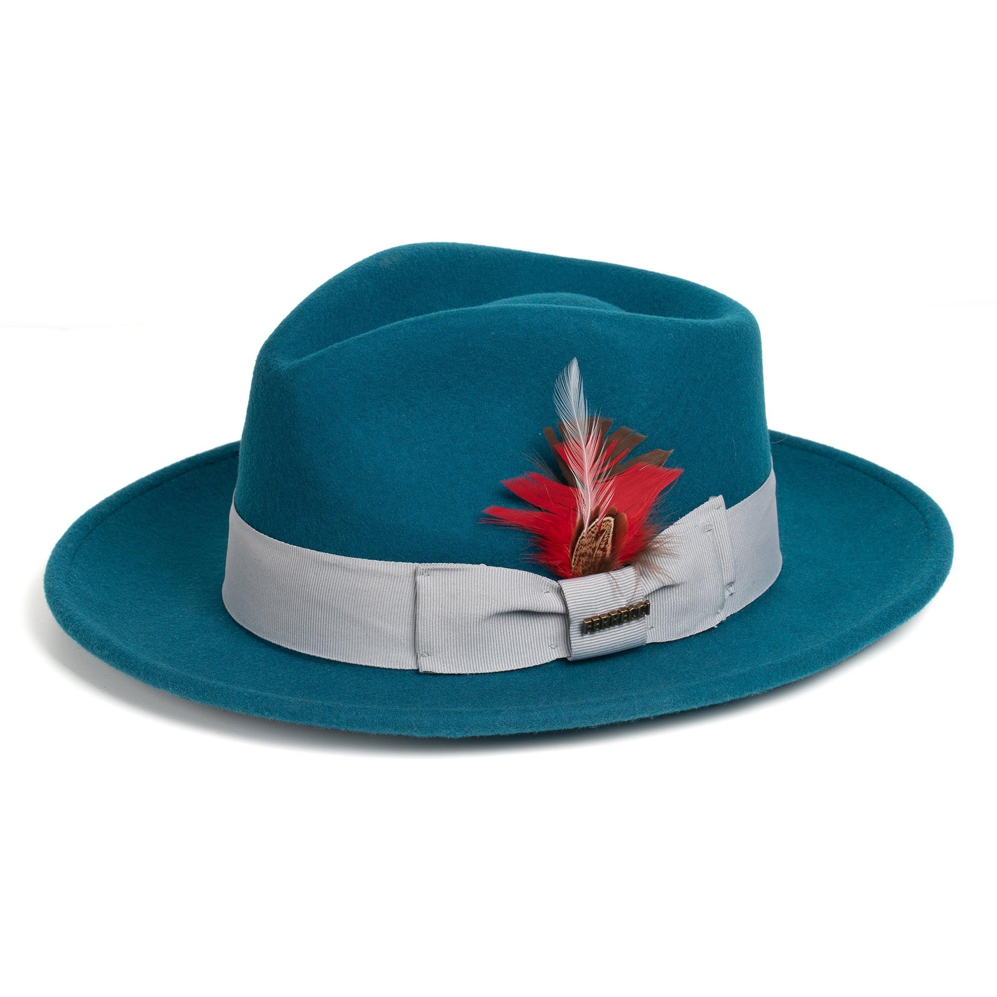 Men Church Fedora Hat- Acid Blue