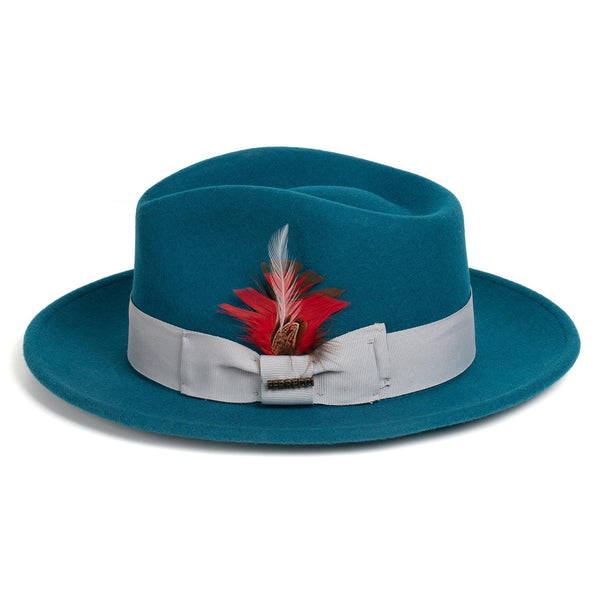 Men Church Fedora Hat- Acid Blue