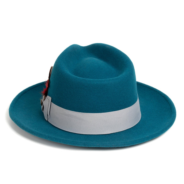 Men Church Fedora Hat- Acid Blue