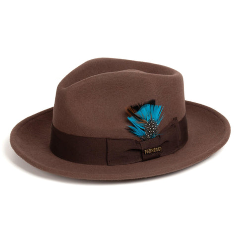 Men Crushable Brown Fedora Hat