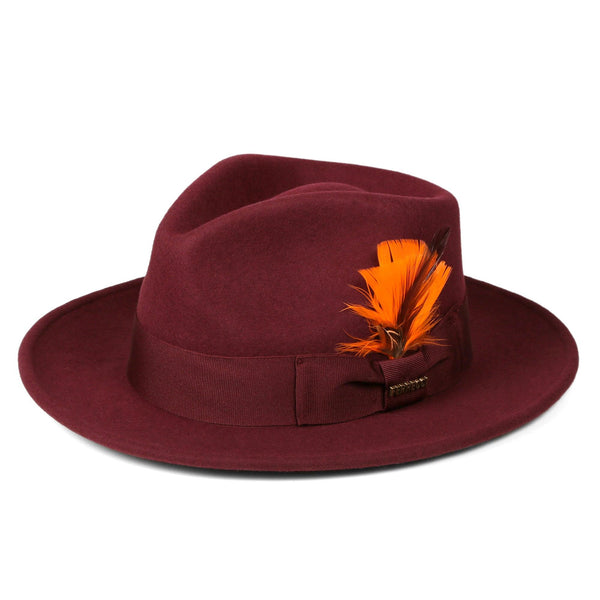 Men Fashion Fedora Hat Burgundy