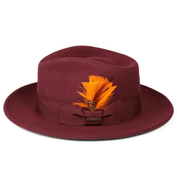 Men Fashion Fedora Hat Burgundy