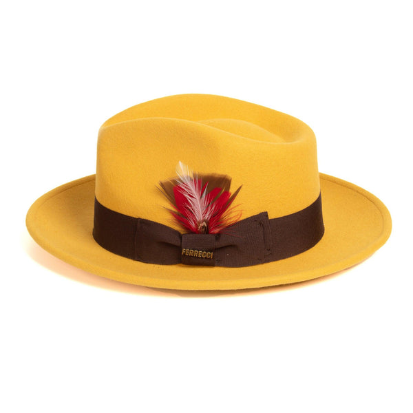 Men Fashion Fedora Hat Mustard