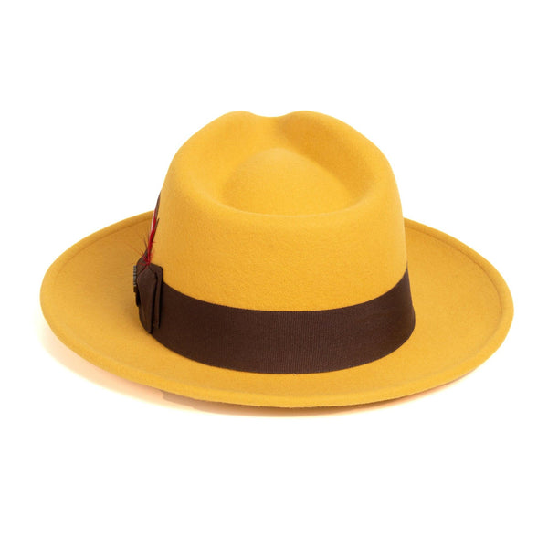 Men Fashion Fedora Hat Mustard