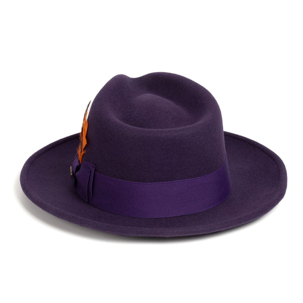 Men Crushable Wool Fedora Hat Purple