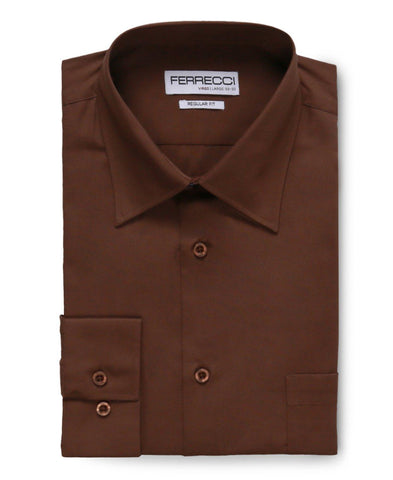Ferrecci Men's Virgo Brown Regular Fit Shirt - Ferrecci USA 