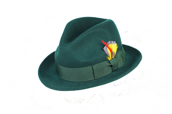 Trilby Soft 100% Australian Wool Felt Body With Removable Feather Fully Crushable Great For Travel.