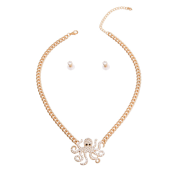 Gold Octopus Pendant Necklace