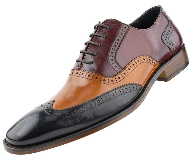 Men Dress Shoes- AG100 Burgundy/Multi – By Day Fashion display picture 1