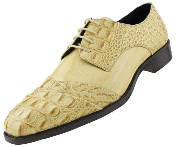 Men Dress Shoes Alligators Beige