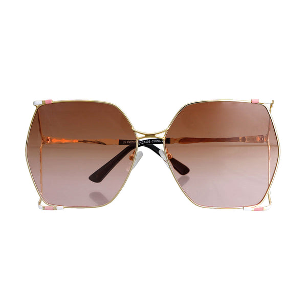 Mauve Square Striped Arm Sunglasses