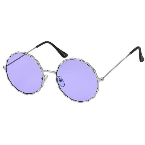 Purple Wavy Round Wire Sunglasses