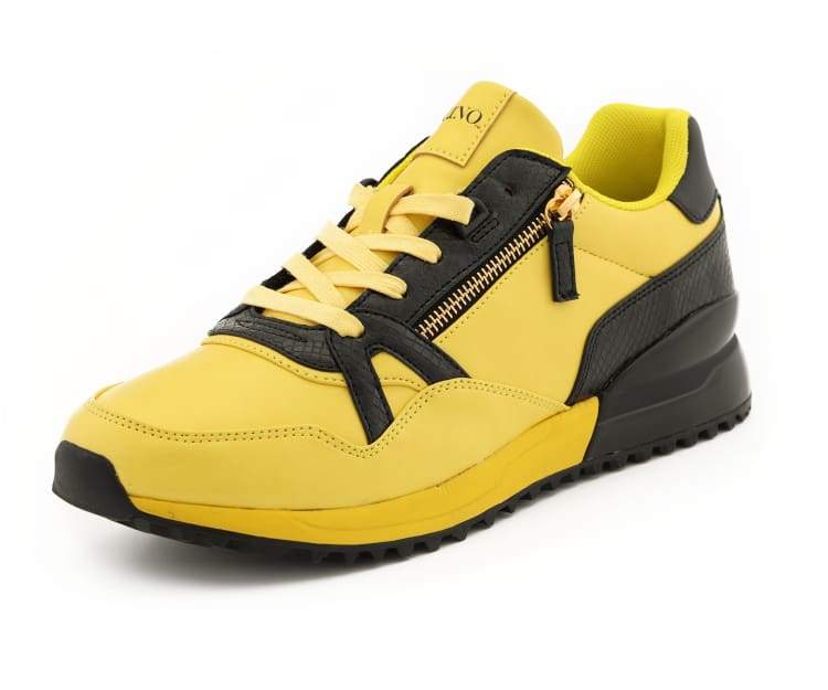 Trendy High fashion Sneaker-Azurite Yellow / Black